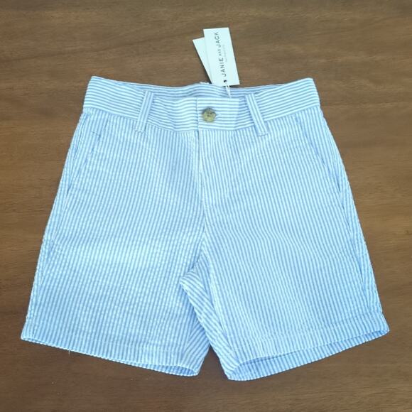 Janie and Jack Boys Striped Seersucker Short Size4 Atlantic blue stripe NEW WT - Picture 2 of 5